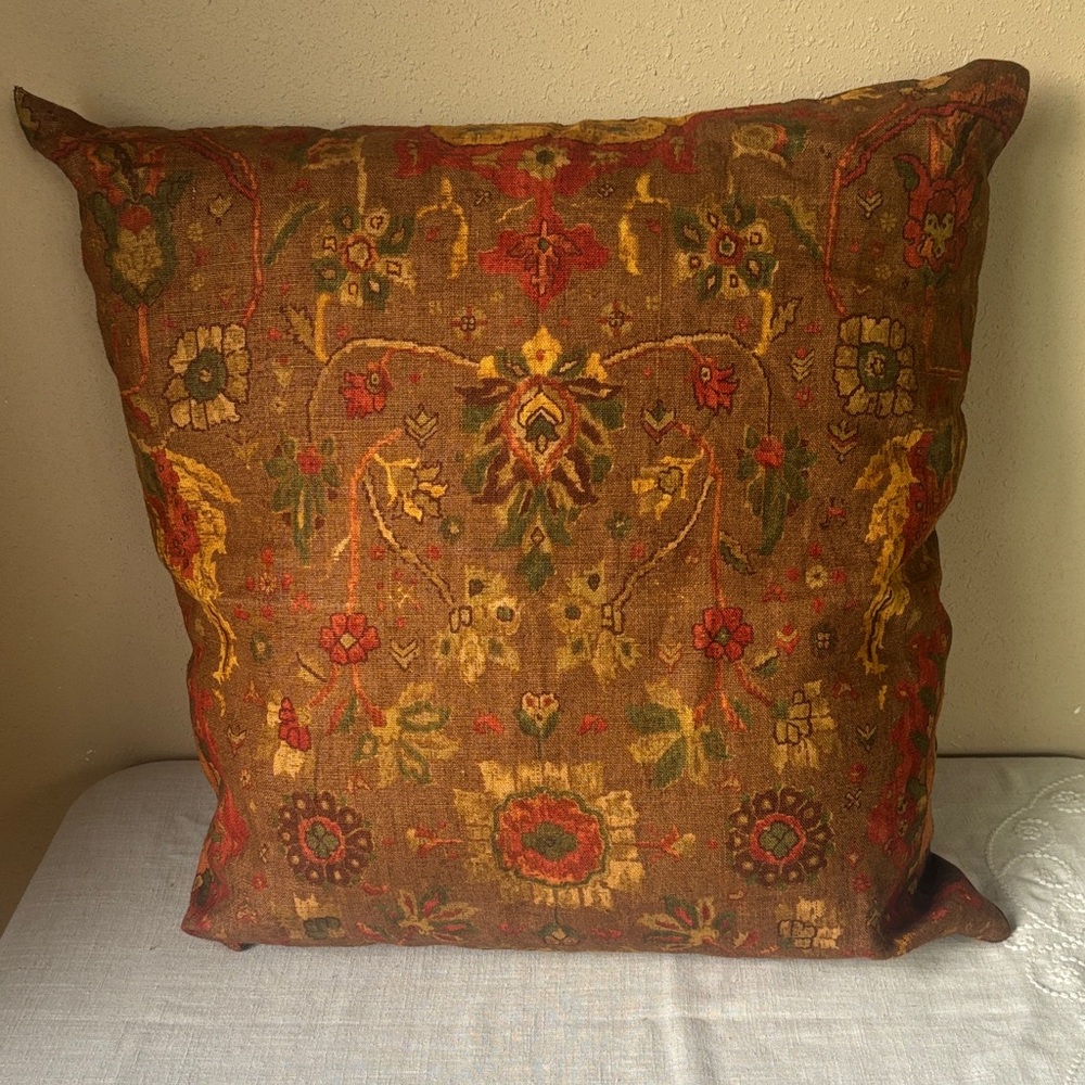 Decorative Throw Pillow in Brown and Gold Print